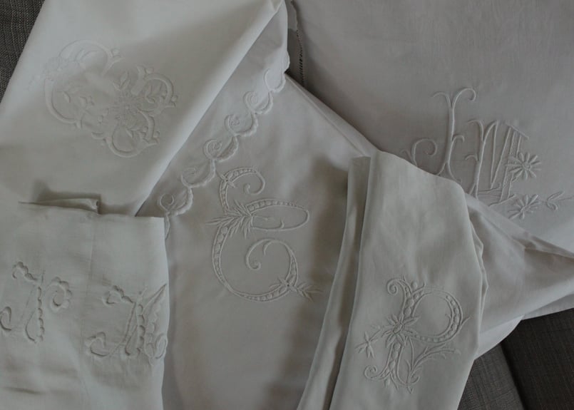 France Antique クッションカバー/MONOGRAM 