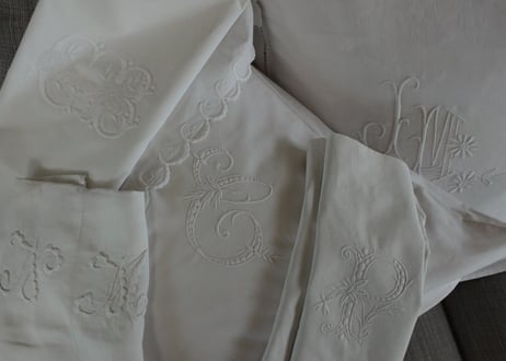 France Antique クッションカバー/MONOGRAM "C"