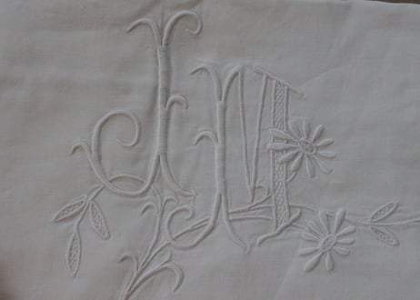 France Antique クッションカバー/MONOGRAM "J・M"