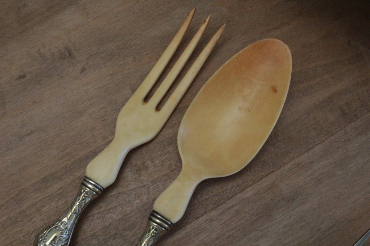 サラダサーバー/シルバースプーン&フォーク2本セット | Antique