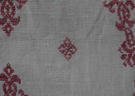 France Antique 大判シーツ/MONOGRAM “EV”