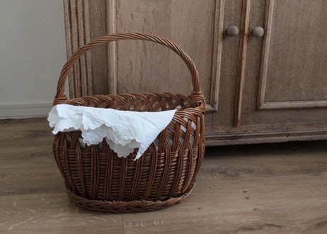 ORIENT アンティーク 古い大正バスケット 煎茶籠籐カゴ ラタン