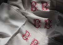 France Antique 手刺繍モノグラムクロス/MONOGRAM“BB”(数量3)