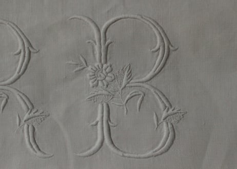 France Antique MONOGRAM“RB”　モノグラム大判シーツ