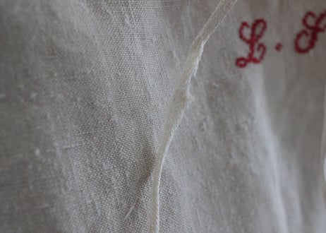 フランスアンティーク・ギャザーAラインワンピース/MONOGRAM “LJ”