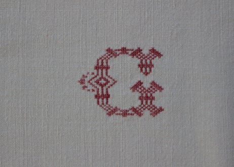 France Antique 赤ラインの大判シート/MONOGRAM "B・G"