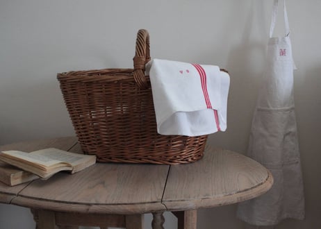 France Antique panier アンティーク籐の大きなパニエ