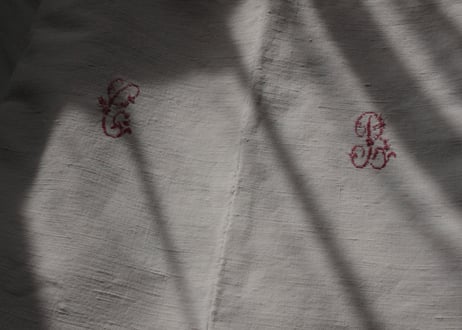 France Antique Linge Ancien Feuilles MONOGRAM“ C・B”大判シート