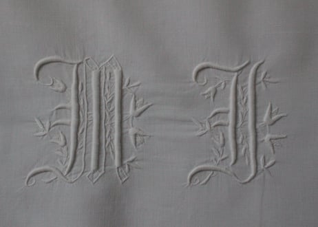 France Antique クッションカバー/MONOGRAM "M・N"