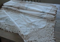 France Antique バテンレースの大判クロス/ベージュ