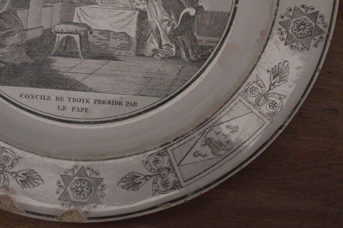 Creil et Montereau【クレイユ モントロー】グリザイユプレート（数量3