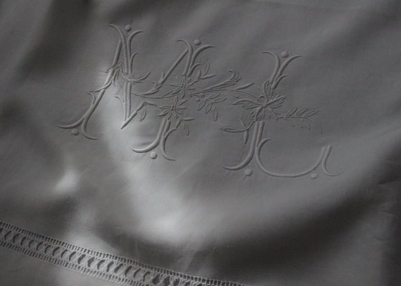 フランスアンティークイニシャルシーツ/モノグラムカバー/MONOGRAM“EL” フランスアンティークイニシャルシーツ/モノグラムカバー/MONOGRAM“EL