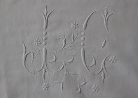France Antique クッションカバー/MONOGRAM "J・C"