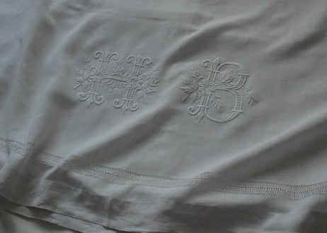 フランスアンティークイニシャルシーツ/モノグラムカバー/MONOGRAM“BR” フランスアンティークイニシャルシーツ/モノグラムカバー