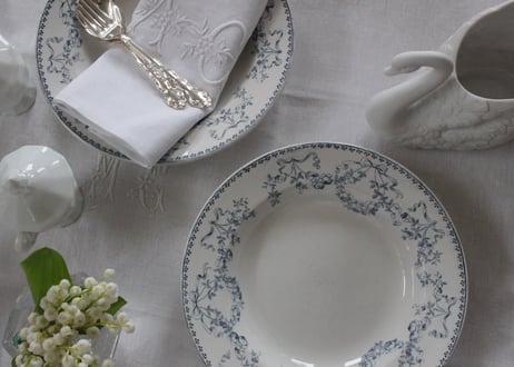 France Antique “AC” MONOGRAM Whitework手刺繍モノグラムクロス（数量5）