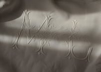 France Antique Linge Ancien Feuilles MONOGRAM“ML”大判シーツ