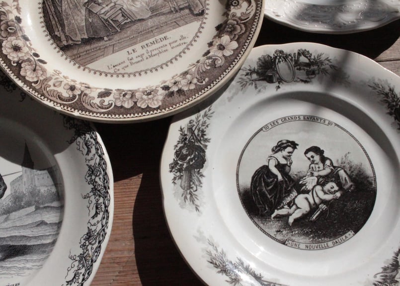 グリザイユ・デザートプレート（数量3）2/2 | Antique & Brocante R.l