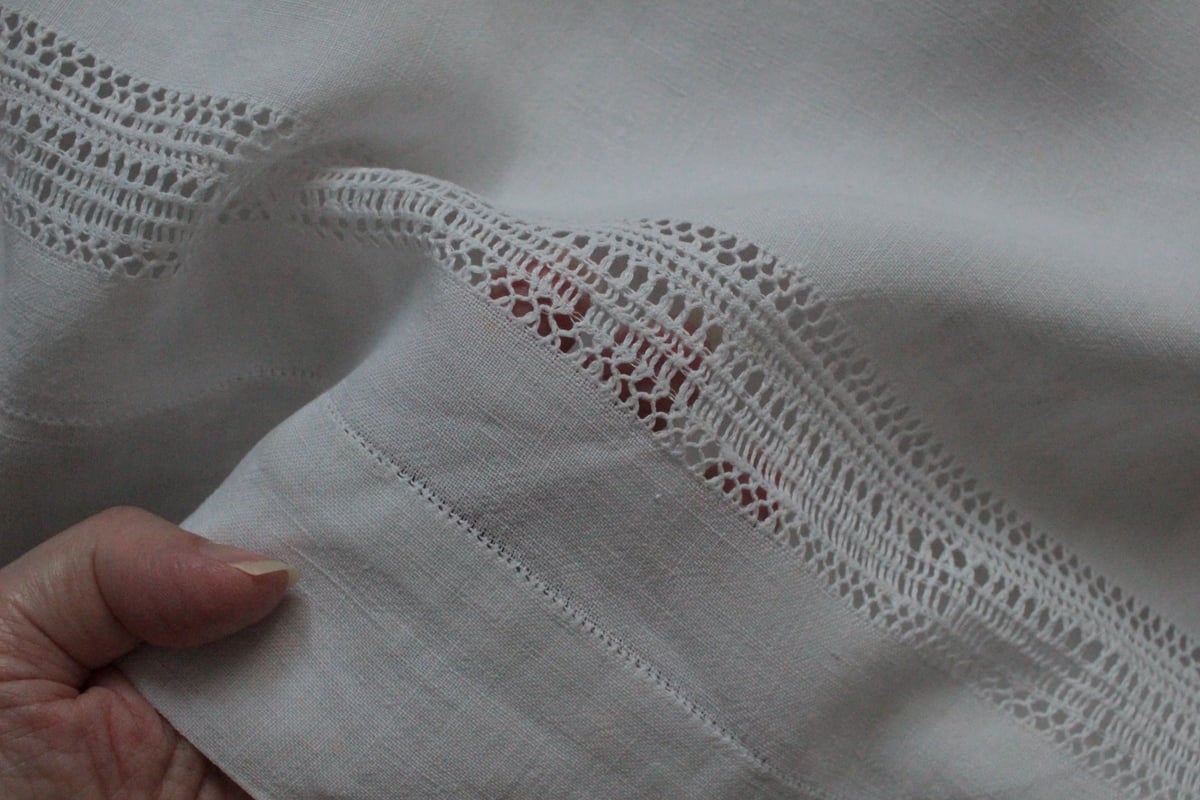 France Antique Linge Ancien Feuilles MONOGRAM“H