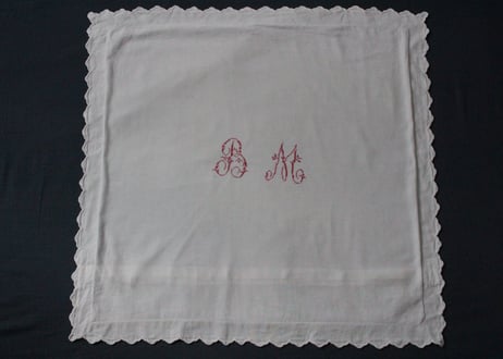 France Antique クッションカバー/MONOGRAM "B・M"