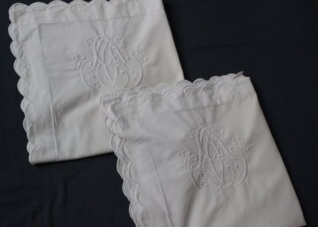 France Antique クッションカバー/MONOGRAM・W（数量2)