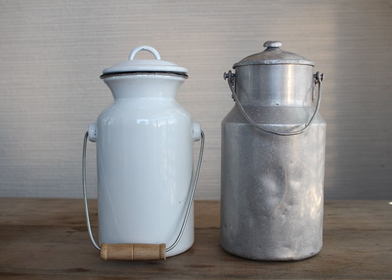 アルミ ミルク缶 ミルクポット 蓋付き ガーデニング フランス