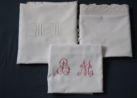 France Antique クッションカバー/MONOGRAM "M・N"