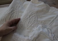 France Antique クッションカバー/MONOGRAM・W（数量2)
