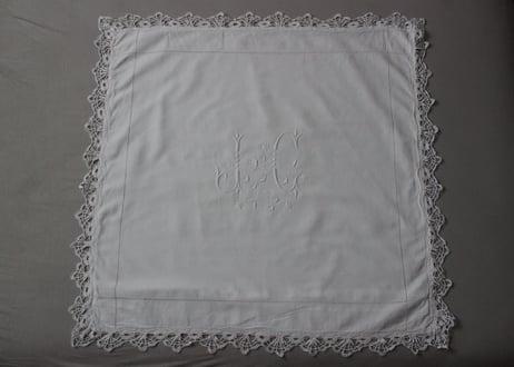 France Antique クッションカバー/MONOGRAM "J・C"
