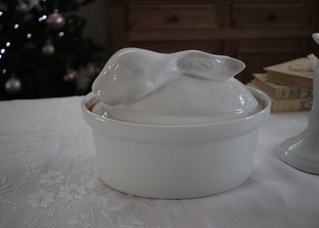 【M】フランスアンティーク/APILCO アヒル形の白いテリーヌポット M】フランスアンティーク/APILCO アヒル形の白いテリーヌポット M