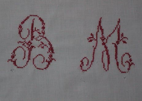 France Antique クッションカバー/MONOGRAM "B・M"