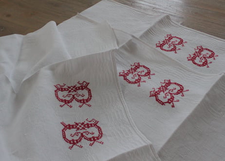 France Antique 手刺繍モノグラムクロス/MONOGRAM“BB”(数量3)