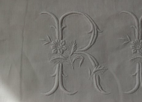 France Antique MONOGRAM“RB”　モノグラム大判シーツ