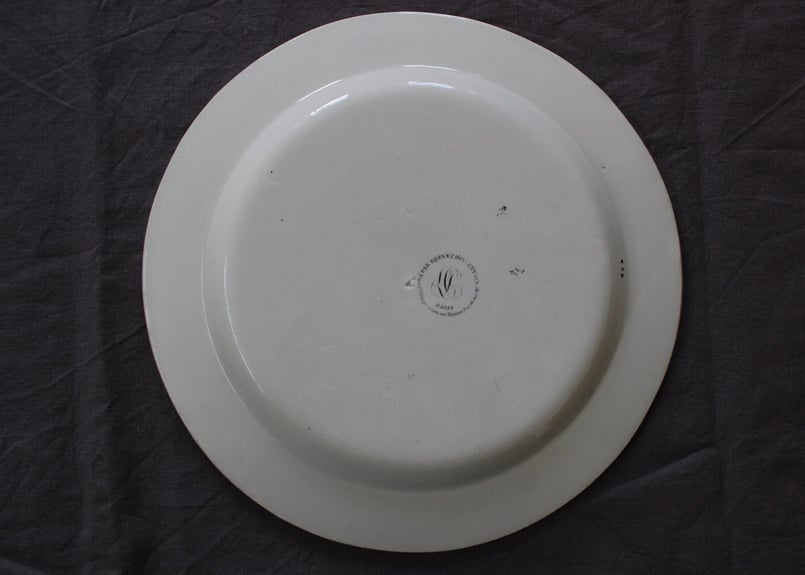 Frenchアンティーク ガラスキャビネット ファイアンスフィーヌ クレイユ