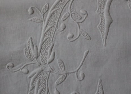 France Antique Linge Ancien Feuilles MONOGRAM“CC”大判シーツ