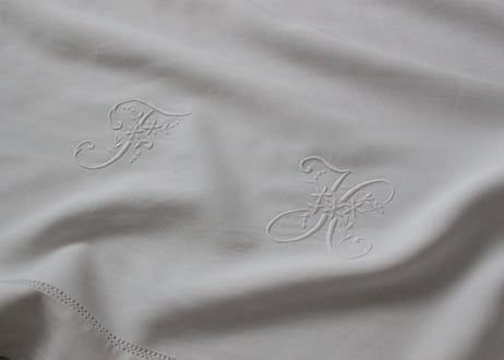 France Antique モノグラムシーツ/MONOGRAM “FK”