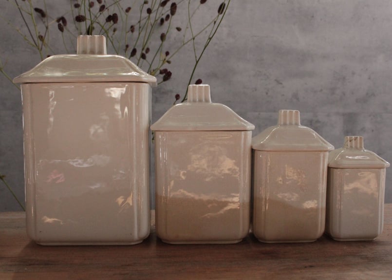 H.B.C.M Creil et Montereau バスク 陶器キャニスターセット Béar