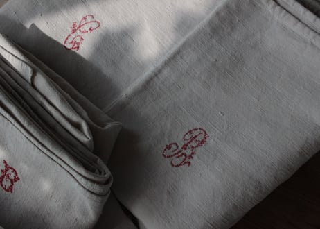 France Antique Linge Ancien Feuilles MONOGRAM“ C・B”大判シート