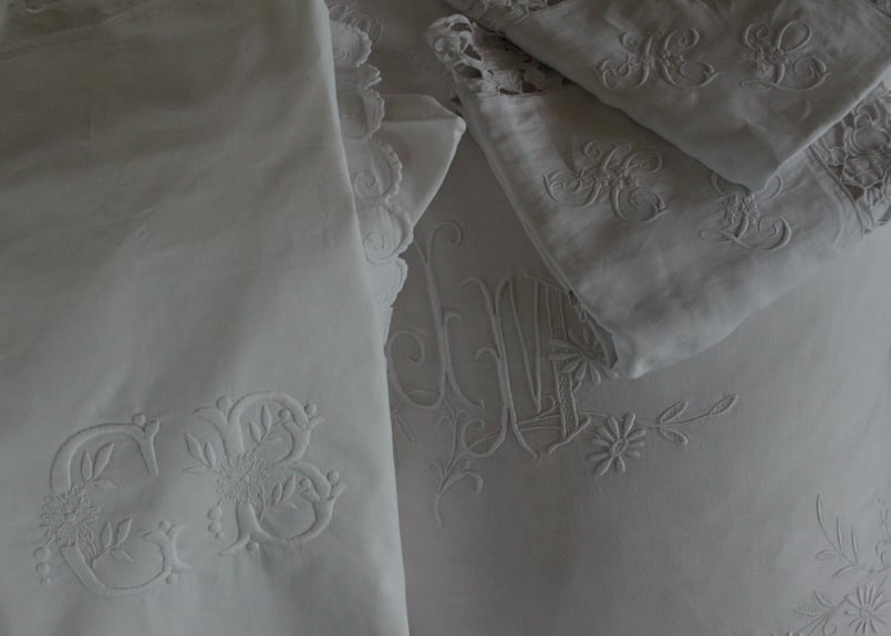 France Antique クッションカバー/MONOGRAM 
