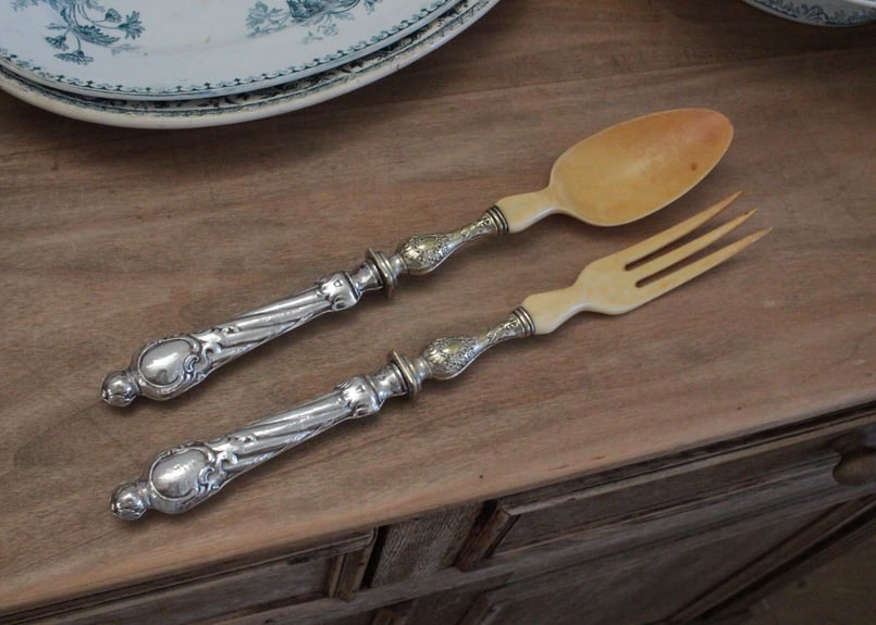 サラダサーバー/シルバースプーン&フォーク2本セット | Antique