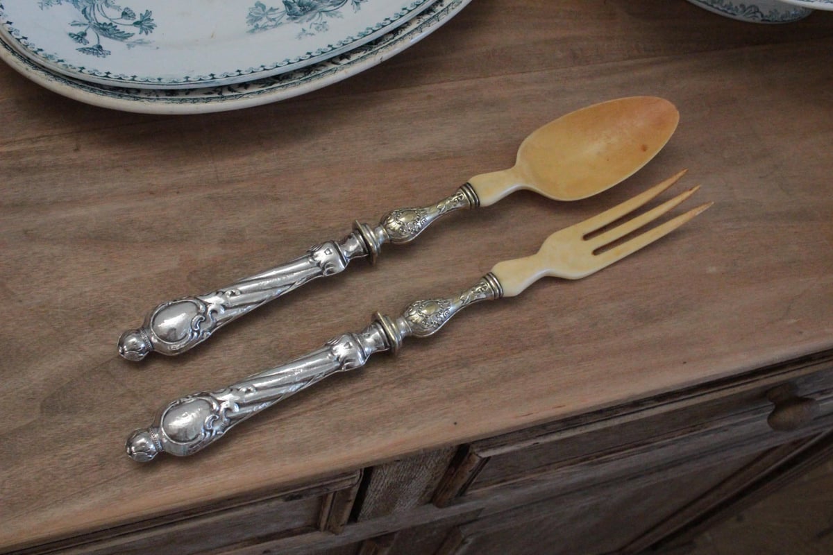サラダサーバー/シルバースプーン&フォーク2本セット | Antique