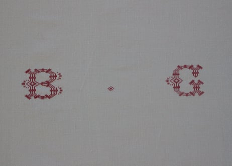 France Antique 赤ラインの大判シート/MONOGRAM "B・G"