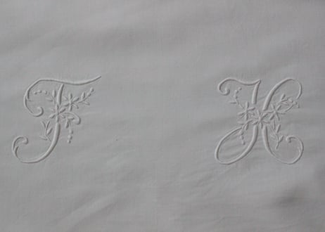 France Antique モノグラムシーツ/MONOGRAM “FK”