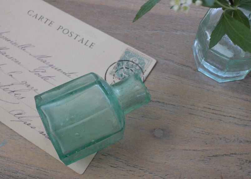 イギリスのアンティーク六角形のガラスインク瓶（数量3）1/2