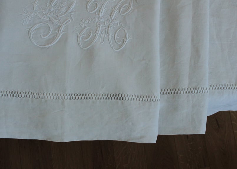 France Antique Linge Ancien Feuilles MONOGRAM“G