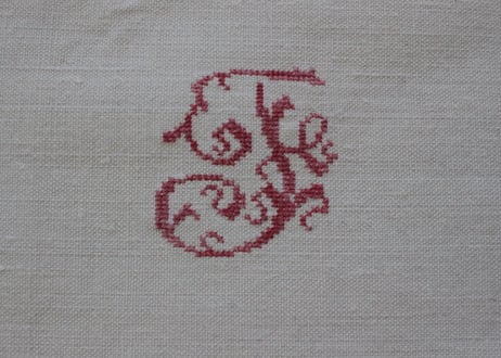 France Antique 赤ラインの大判シート/MONOGRAM "HF"