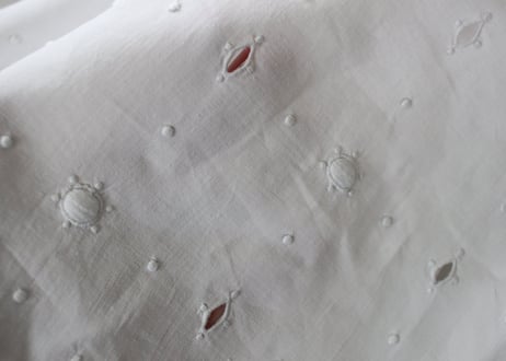 France Antique Linge Ancien Feuilles MONOGRAMピュアリネンの大判シーツ