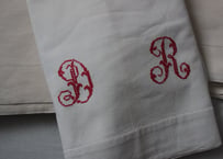 France Antique MONOGRAM“DR”赤/モノグラム大判シーツ