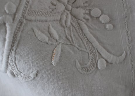 France Antique MONOGRAM“AD”花文字/モノグラム大判シーツ