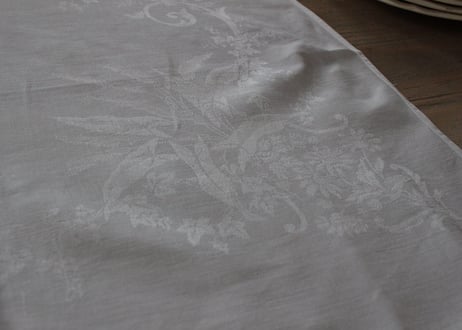 France Antique “AC” MONOGRAM Whitework手刺繍モノグラムクロス（数量5）