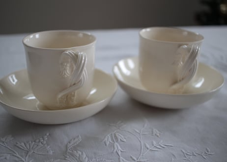 Leedsware Classical Creamware  C&S ペア  (数量2)